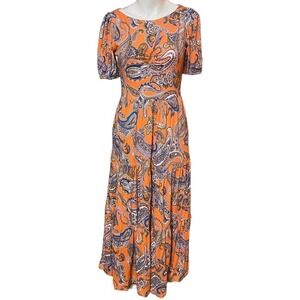 Bodin Cutout-Back Jersey Maxi Dress Size 4R Orange Jelly, Paradise Pop